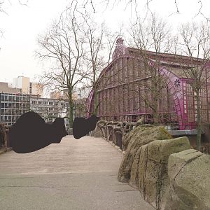 Panorama bridge above the lion and alpaca exhibits, 2022-03-16
