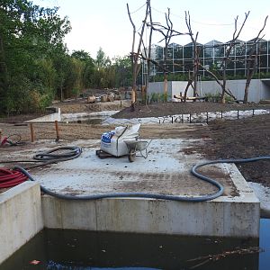 Orangutan project construction, Site of future building for fifth island not connected to greenhouse, 2022-05-28