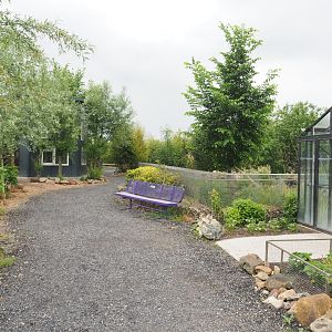 Park view with vegetable garden, future spider monkey house and bush dog exhibit, 2022-05-17