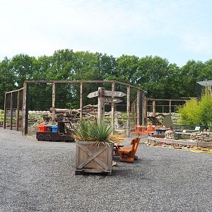 Park view with Alligator snapping turtle pool,  binturong exhibit and future mountains area, 2022-05-17