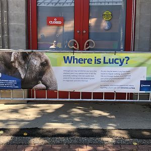 Where is Lucy? Sign at Edmonton Valley Zoo (July 2022)