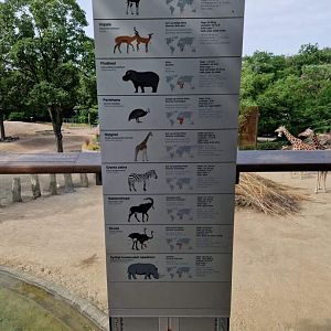 Sign showing that Common Hippo and White Rhino both have access to the Savanna.