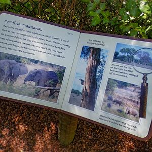 Aug. 2022 - Watani Grasslands Reserve - 'Creating Grasslands' Sign