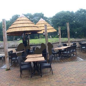 Terrace area with viewing of the savanna exhibit, 2015-07-19