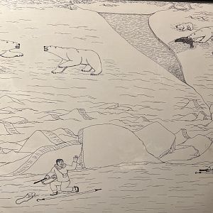 Alaskan Native artwork depicting hunting scenes