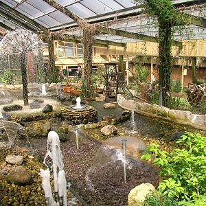 Fountain centrepiece of the tropical house at Flamingo Park, Seaview, Isle
