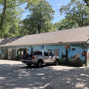 Admin / office worker building with mural