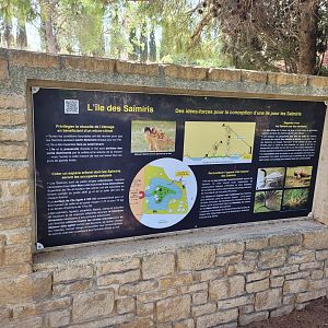 Bolivian squirrel monkey island sign -Réserve Africaine de Sigean (2022)