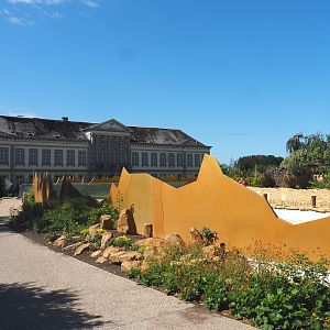 "Egg of the World", part of future entrance area, and aquarium building, 2022-06-28
