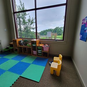Audubon RI - Play area, view of bird feeders