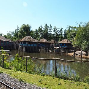 African stilt village inspired by Ganvié in Benin, seen from the Australian area, 2022-06-28