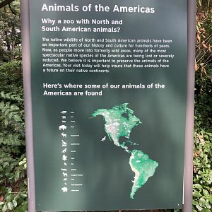 Signage about Zoo's focus on New World Fauna