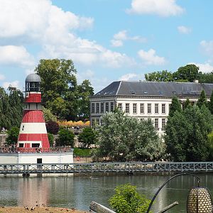 Cambron-by-the-Sea Lighthouse and Backside of Nautilus aquarium building, seen from The Kingdom of Ganesha, 2022-06-28