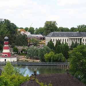 Cambron-by-the-Sea and new entrance construction site seen from the Flower Temple, 2022-06-28