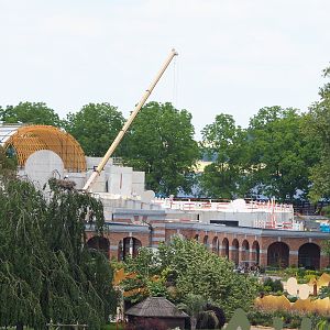 New entrance construction, seen from the top Flower Temple, 2022-06-28