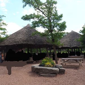 Covered eating areas in Tamberma African village, 2022-06-28