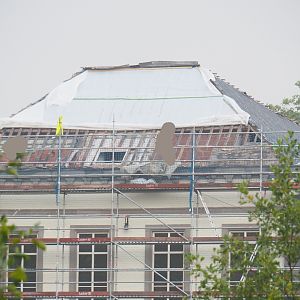 Nautilus aquarium building (19th century castle), roof renovations, 2022-09-15