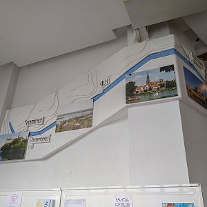 foyer of the aquarium with the course of the river Danube