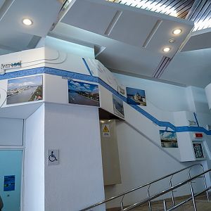 foyer of the aquarium with the course of the river Danube