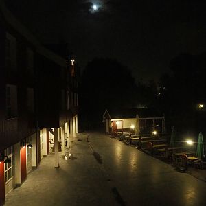 Nocturnal view in The Last Frontier, taken from the room in The Paddling Bear Hotel, 2022-09-14