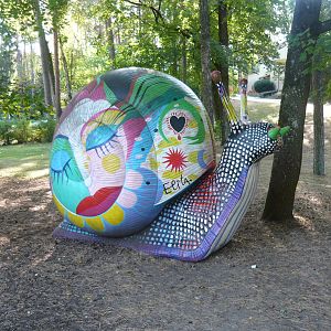 A very large and colourful snail...
