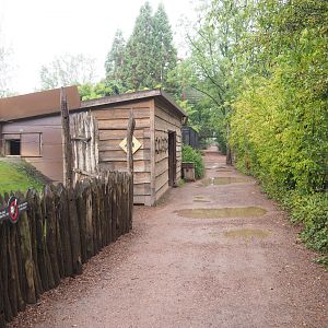Walkway alongside Tasmanian wombat, Blue-winged kookaburra and Kea exhibits, 2022-09-15
