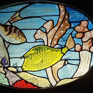 Stained glass decoration panel in aquarium