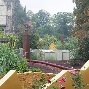 "Egg of the World" future entrance area - Road sign for and small representation of future world "The Sanctuary", 2022-09-14