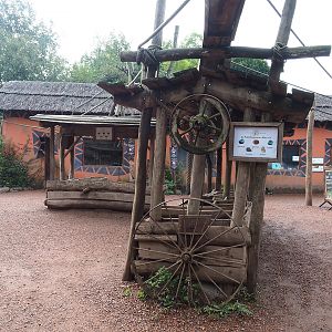 View on lemur island with gemstone mining theming and lemur house, 2022-09-15