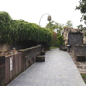 Indian crested porcupine exhibits and walkway, 2022-09-15