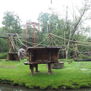 Golden-cheeked gibbon, Central Chinese goral and Siberian crane exhibit, 2022-09-15