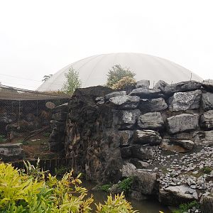 Parts of Golden takin and second snow leopard exhibits and event dome, 2022-09-14