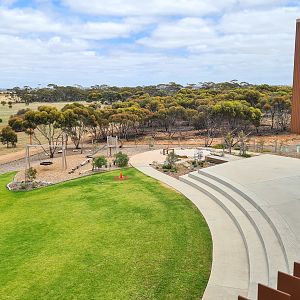 Cafe outdoor seating and playground