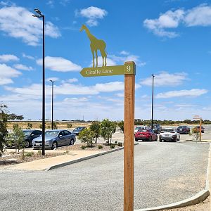 Street signs in the car park