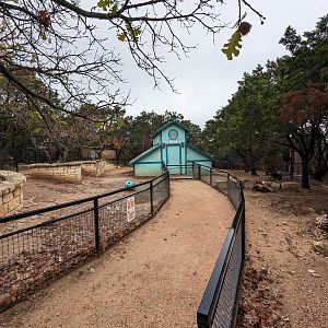 View of tortoise barn, sulcata on the right, Galapagos on the left.