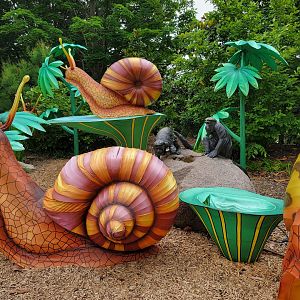 Louisville 5/22 - Primate statue, behind the snail lanterns