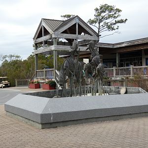 Fish fountain at entrance