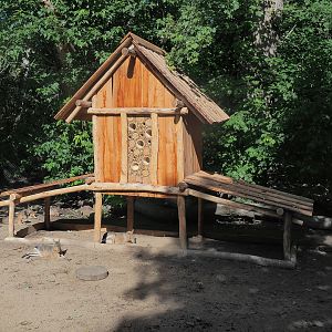 New shelter with insect hotel in the Patagonian mara exhibit, 2022-09-12