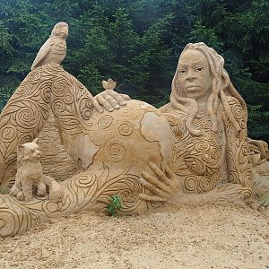 "Zoo of Sand" event - Gaia/Mother Nature sand sculpture, 2022-08-20