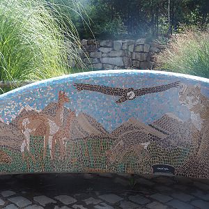 South American animals mosaic bench, 2022-08-20
