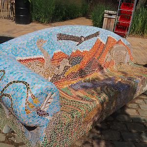 South American animals mosaic bench, 2022-08-20