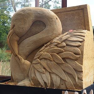 "Zoo of Sand" event - Greater flamingo sand sculpture, 2022-08-20