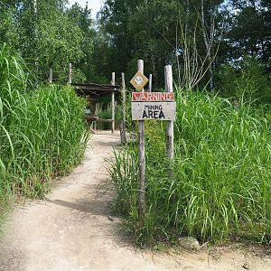 Coltan mine theming and education area near gorilla/mangabey island, 2022-06-12
