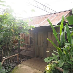 Exit of monkey and sloth walk-through and access to terrarium area, 2022-10-09