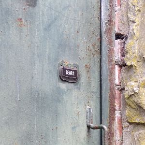 Sign on ocelot enclosure door 7.5.23