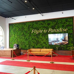 New entrance - Moss wall and promotion screen in the resort reception lobby, 2023-05-16