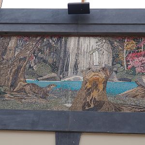 New entrance gallery - Mosaic with giant otters (future species for The Sanctuary?), 2023-05-15