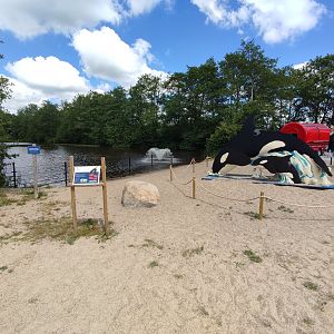 Former sea lion enclosure and beach, now play beach and picnic area as part of the beach club (takeaway restaurant)
