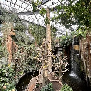 View of habitats and fountain work
