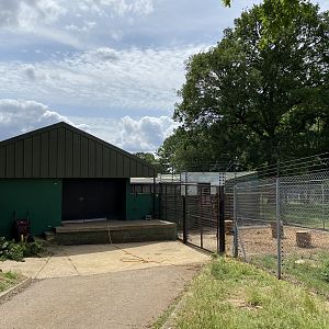 Langur and babirusa enclosure housing and top of the enclosure whipsnade